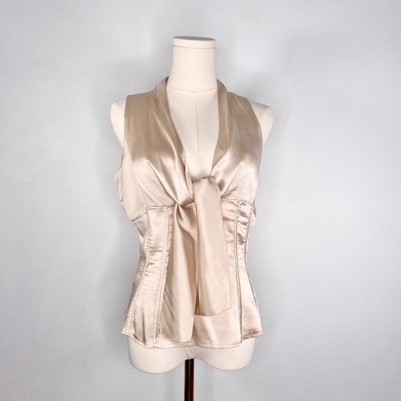 Adolfo Dominguez - Silk beige ribbon blouse - Picture 2 of 8